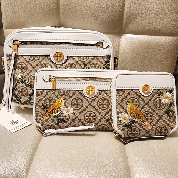 NWT ~🌻VERY RARE🌻Tory Burch T Monogram Jacquard Embroidered Crossbody & Wallets - Picture 2 of 16